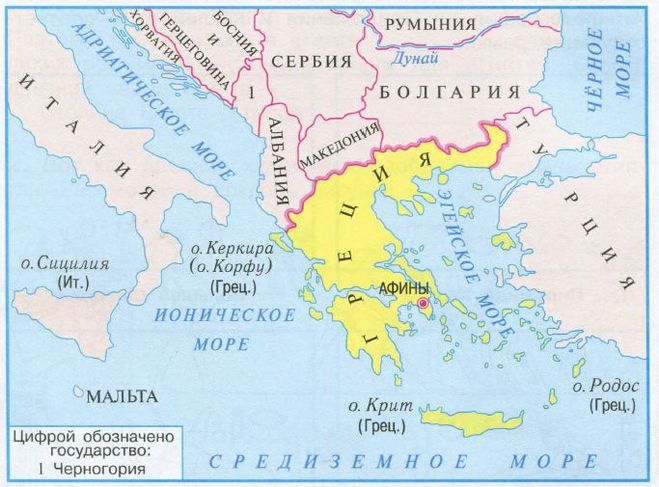 Греция на карте