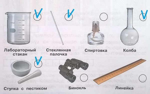 выберите оборудование, которое вам понадобиться для проведения опыта