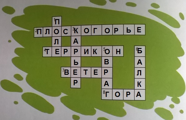 кроссворд "Поверхность нашего края"